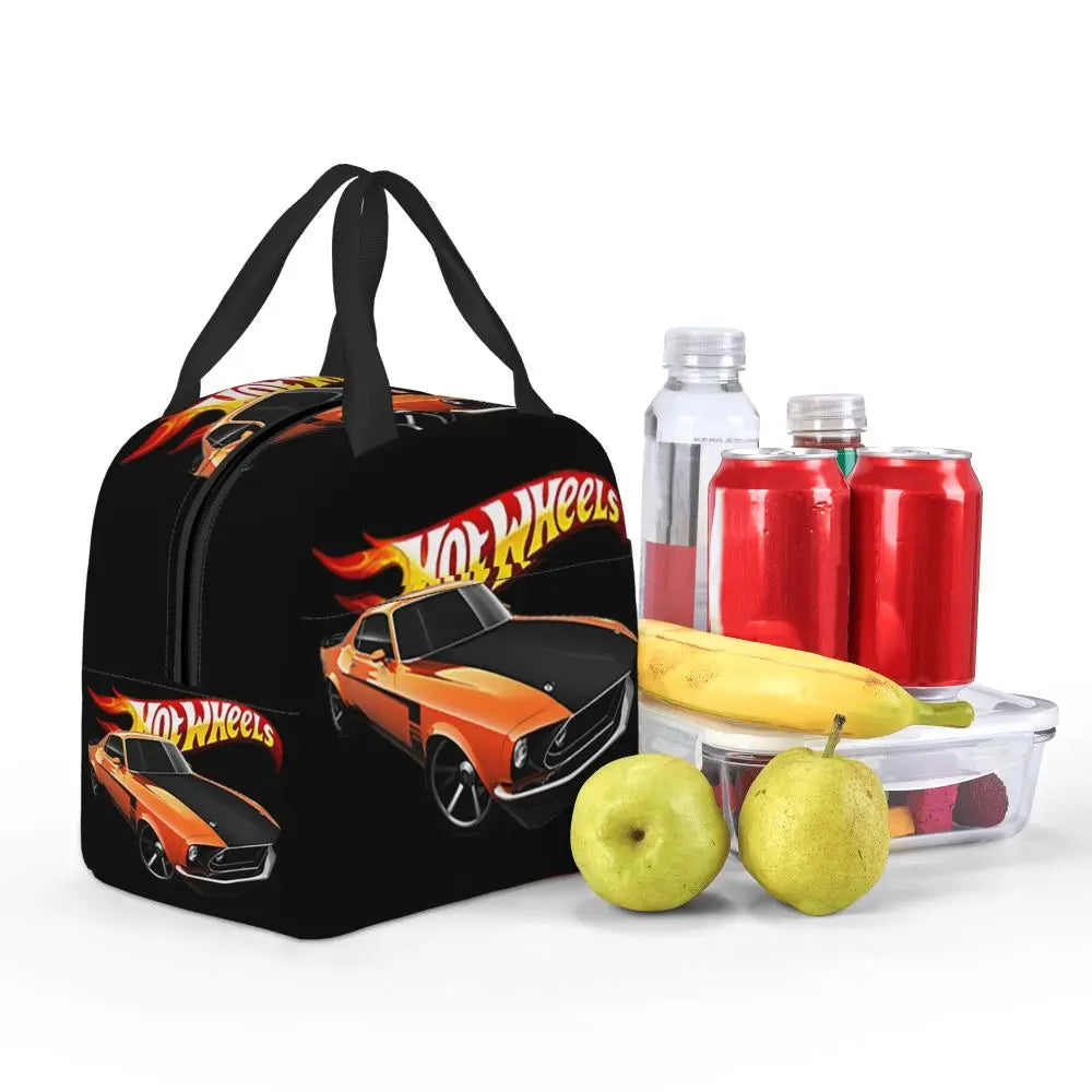 Custom Hot Wheels For Fans Thermal Insulated Lunch Bag Cartoon Sport Car Portable Lunch Container Travel Multifunction Food Box