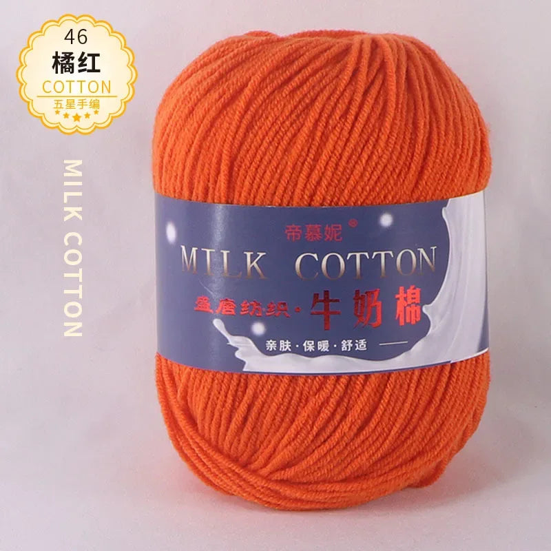 6Pcs Dyed Milk Sweet Soft Cotton Crochet Wool Yarn Thick Yarn Fiber Hand Knitting Wool Crochet Yarn Threads for DIY Sweater