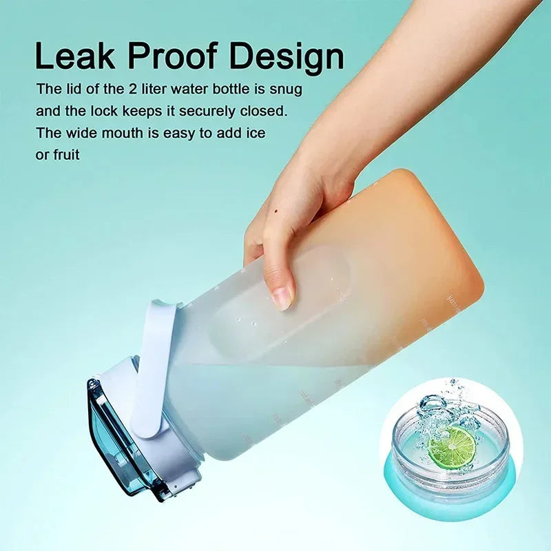 3PCS Sports Water Bottle with Time Marker Leak-proof Cup Motivational Portable Water Bottle for Outdoor Sport Fitness BPA Free