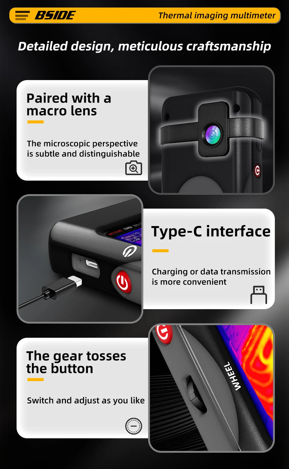 BSIDE SH7 320*320 Thermal Imager Camera 20000 Counts Touchscreen Digital Multimeter 2 in 1 IR Camera for Macro lens Repair PCB