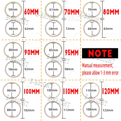 2PCS 24V 12V Angel Eyes Halo Rings White Amber 4014LED Cars Headlight DRL Driving Light 60 70 80MM 90MM 95MM 100MM 110MM 120MM