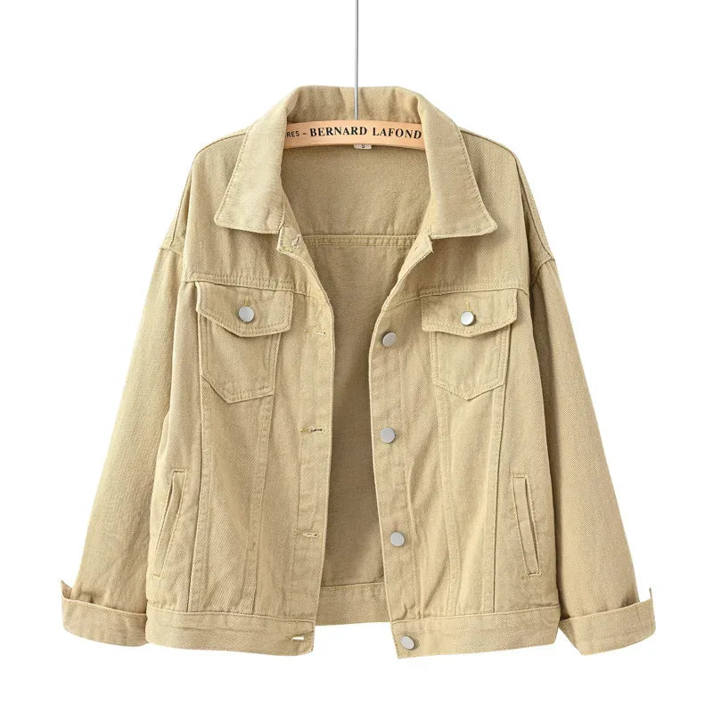 Women's Denim Jacket Spring Autumn Short Coat Pink Jean Jackets Casual Tops Purple Yellow White Loose Tops Lady Outerwear