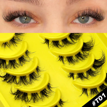 GROINNEYA Half Lashes Cat Eye Lashes Soft Natural Clear Band Lashes Natural Look Faux Mink Wispy Mink Eyelashes Makeup