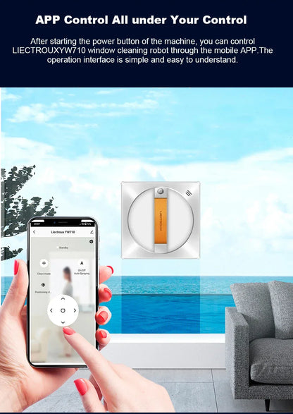   (promo code: AEEU03 )Liectroux YW710 Robot Window Cleaner,Double Water Spray,Strong Vacuum,Home Floor Wall Window Cleaning Robot,App&Remote Control
