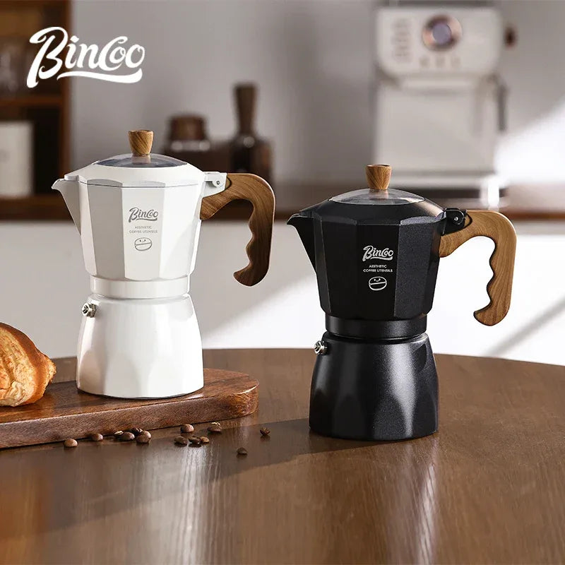Bincoo Dual Valve Moka Pot Espresso Maker Mocha Pot Brewed Coffee Pot 220V Electric Stove Concentrated Extraction Barista Tools