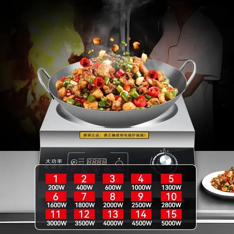 Commercial induction cooker 5000W 15 speed stir frying electromagnetic stove electric stir frying stove