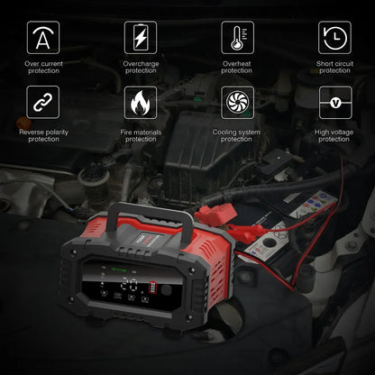 Portable 20A/10A Car Battery Charger 12V 24V Automatic Motorcycle Truck AGM LiFePO4 Lead Acid Start Stop Battery with Repair
