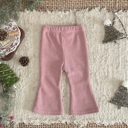 Baby Trousers Spring Loose Solid Color Bell Bottom Pants Newborn Girl Stretch Trousers Autumn Toddler Girl Clothes