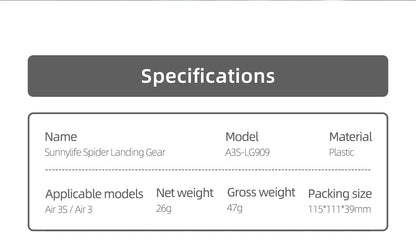 Foldable Extended 36mm Landing Gear Leg For DJI Air 3S Drone Accessories Splitting Tripod Training Kit for DJI Air 3