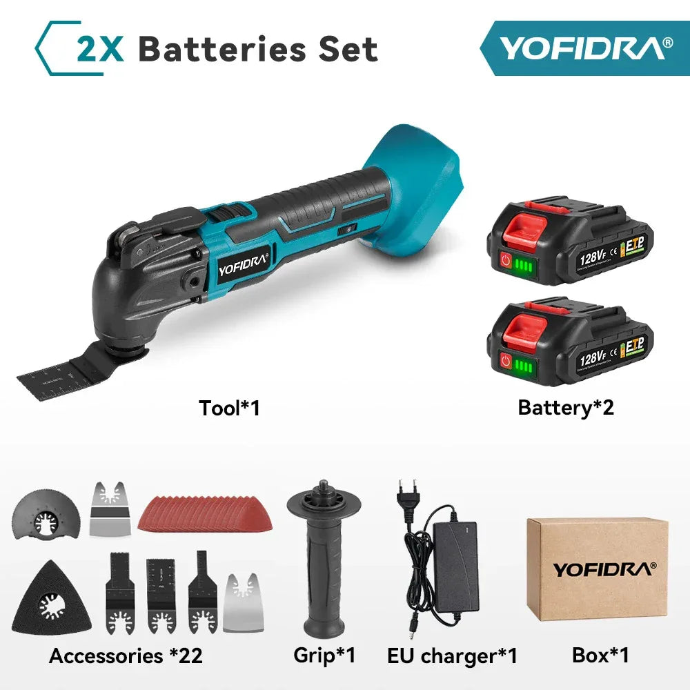 YOFIDRA Cordless Oscillating Multi Tool 6 Gears Electric Cutting Polishing Trimming Machine Power Tool For Makita Battery Pin