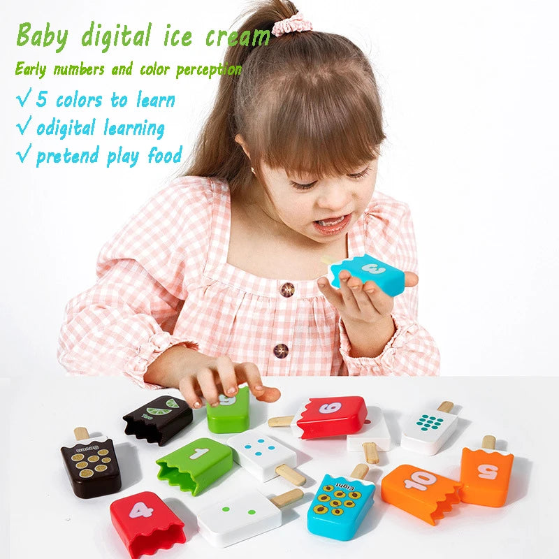 Kid Ice Cream Number Matching Game Montessori Parish Toy Digit Counting Color Cognitive Letter Learn Sensory Educatioal Toy Gift