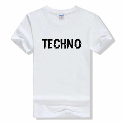 Funny T shirt men Tops Techno T-Shirt Sexy Techno Hub 2 Letter Print Cotton Sleeve Humor Style tshirt Techno short sleeve tshirt
