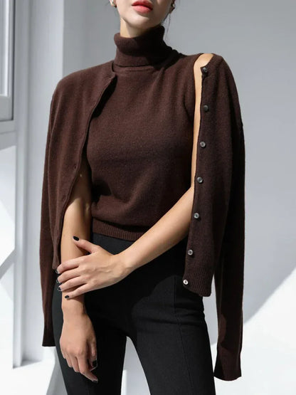 Tornova Women's Solid Sweater Cardigan Long Sleeve O neck Single Breasted Knitted Coat Casual Autumn 2025 Fashion Female Outwear