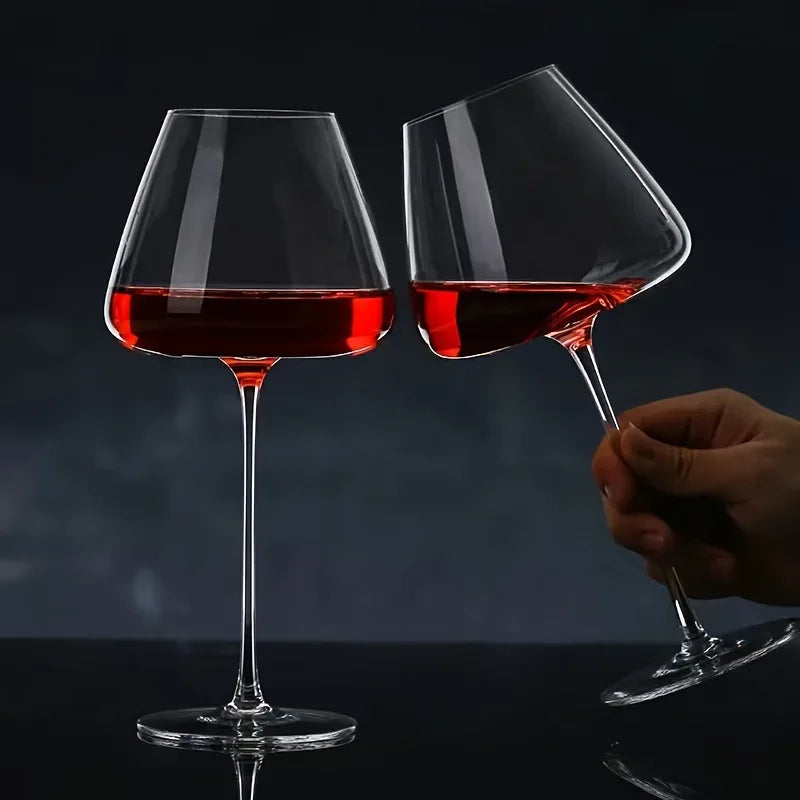 2 piece elegant hand-blown wine glasses - lead-free crystal, perfect for weddings, anniversaries and birthdays