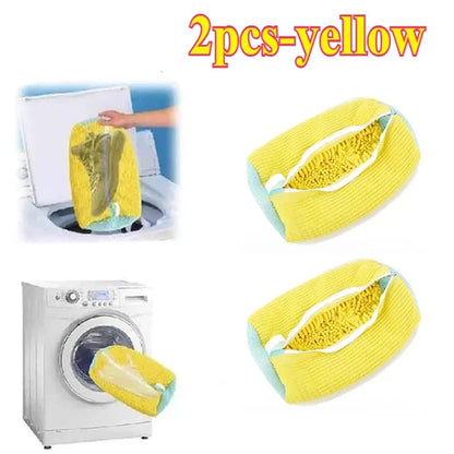 Fluffy Fiber 360 ° Surround Cleaning Shoe Washing Bag - Reusable Durable Machine-Washable Laundry Bag with Zipper Closure (1Pc)