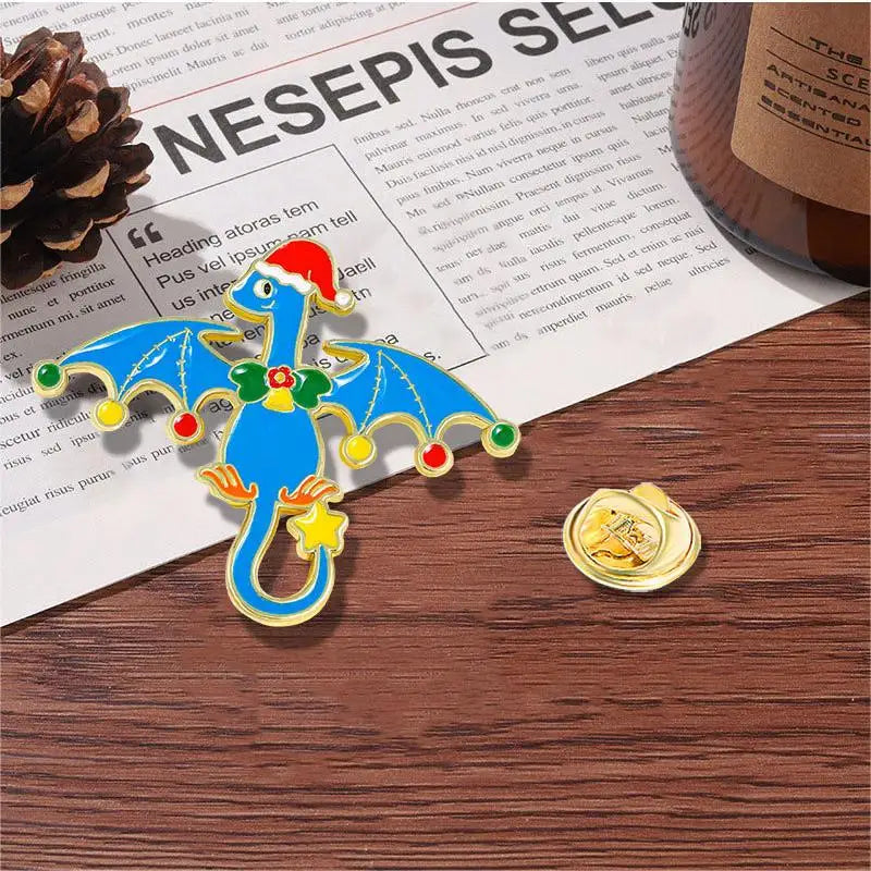 4pcs Cute Cartoon Dinosaur Enamel Brooch Creative Christmas Day Holiday Gift Lapel Pin Badge Backpack Clothing Hat Accessories