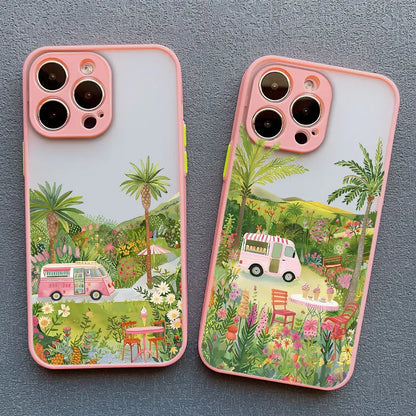 Coconut Tree Phone Case For iPhone 11 12 13 14 15 Pro Max Mini 16 Pro Max X XR XS 7 8 15 Plus SE Summer Scenery Shockproof Cover