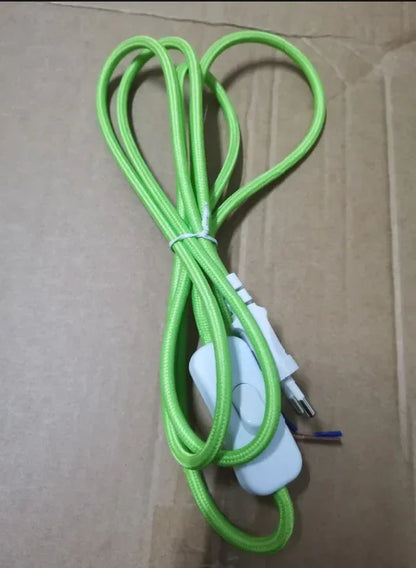 2m AC 220-250V EU Power Cord with Switch Fabric Covered Electrical Power Cable For DIY Table Lamp Cord