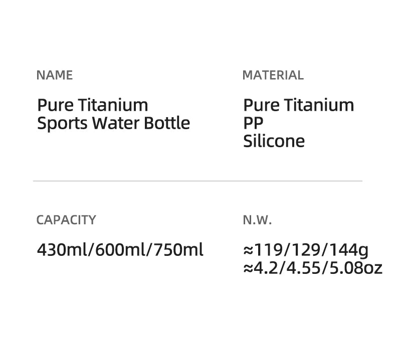 Tiartisan PureTitanium Sports Bottle Outdoor Ultralight Portable Cycling Water Bottle Reusable Drinking Bottle
