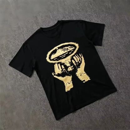 Streetwear Rules The World Graphic Oversized T Shirt Shorts Men Bold Typology Short Sleeve Crew Neck Casual Top Street Style