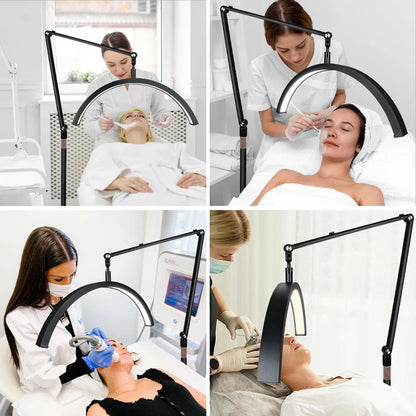 20inch Half Moon Light 36W 3200K-5600K Eyelash LED Floor Light Adjust Angle Eyelash Extension Lamp for Beauty Skincare Eyebrows
