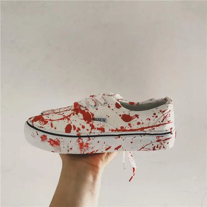 Graffiti Sneakers Men Women Black Ink Dirty Shoes Size 35-44 College Hiphop Style School Couple Shoes 2024 Spring Canvas Sneaker