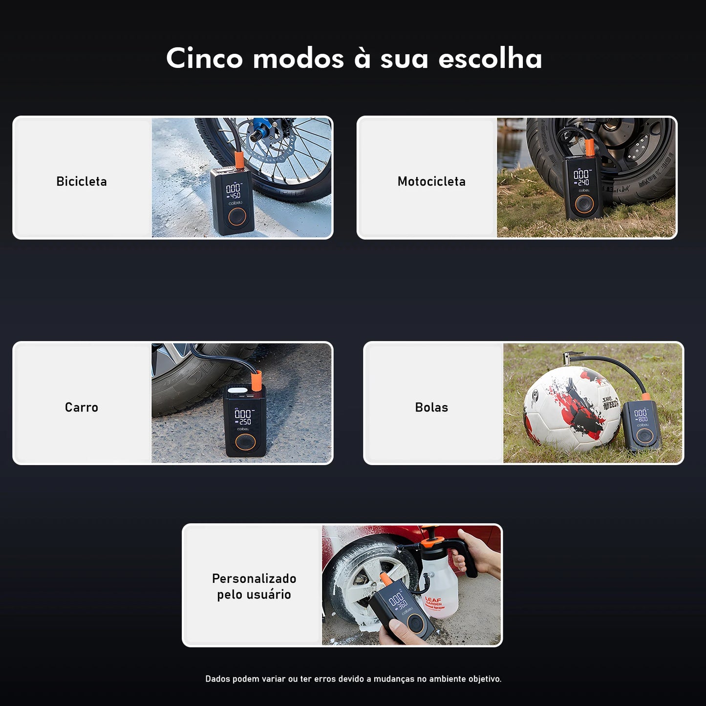 60W Wireless Portable Inflation Pump, 1800mAh Dual Battery, 5 Modes (Car/Bicycle/Motorcycle), LED, Auto Shut-Off, Type-C