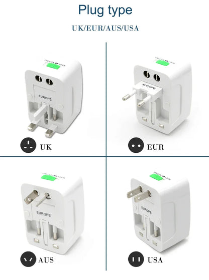 5YOA Power Socket Charging Port Universal Worldwide Travel Wall Charger AC Power AU UK US EU Plug Adapter Adaptor Option 2 USB