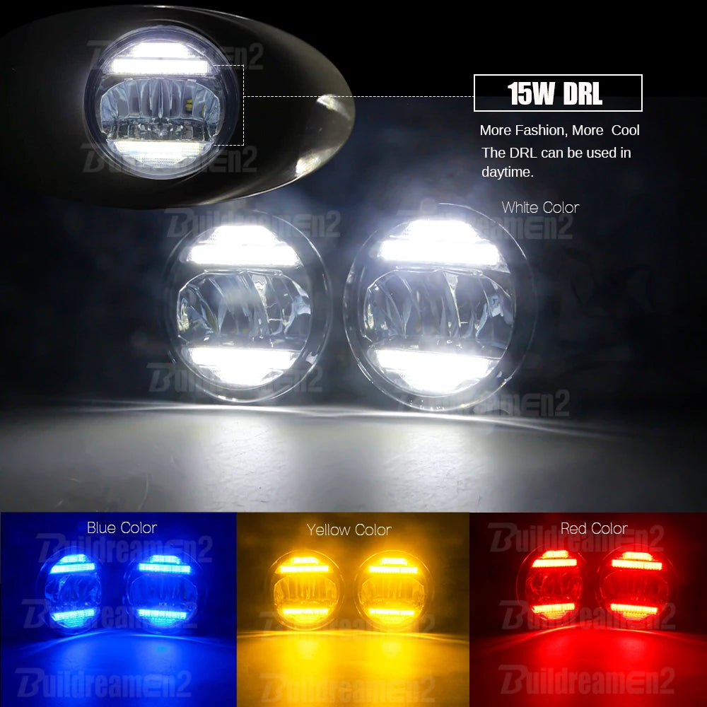 2IN1 Car Canbus LED Fog Light Accessories with Daytime Running Lamp DRL H11 For Citroen Jumper Jumpy 290 295 2015-2024