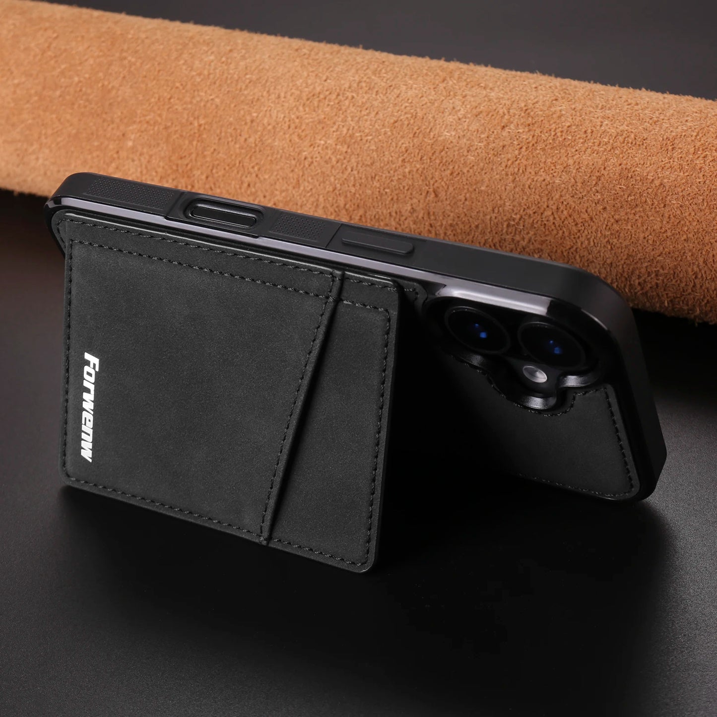 Business Flip Leather Case for iPhone 16 17 Air 16E 15 14 13 12 11 Pro Max Plus Mini Built-in Magnetic Wallet Card Phone Cover