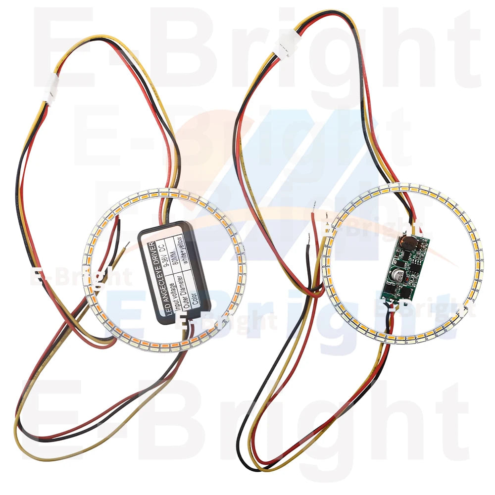 2PCS 24V 12V Angel Eyes Halo Rings White Amber 4014LED Cars Headlight DRL Driving Light 60 70 80MM 90MM 95MM 100MM 110MM 120MM