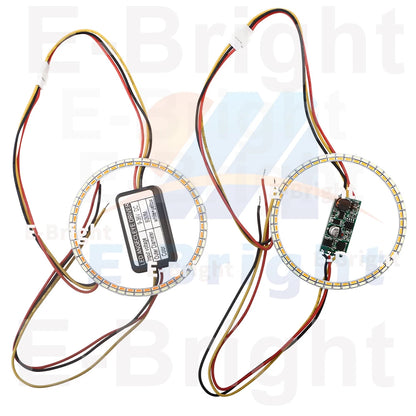 2PCS 24V 12V Angel Eyes Halo Rings White Amber 4014LED Cars Headlight DRL Driving Light 60 70 80MM 90MM 95MM 100MM 110MM 120MM