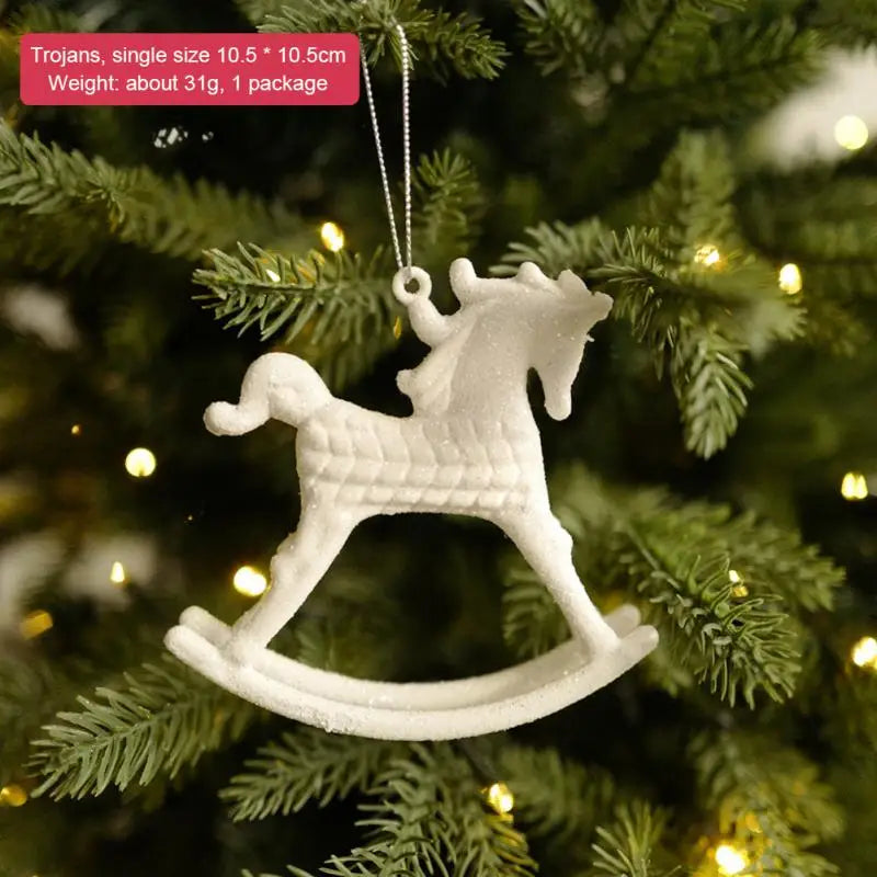 3Pcs Xmas Tree Pendants Snowflake Angel Deer Hanging Ornaments Christmas Decorations For Home Kids Toy New Year Party Decor