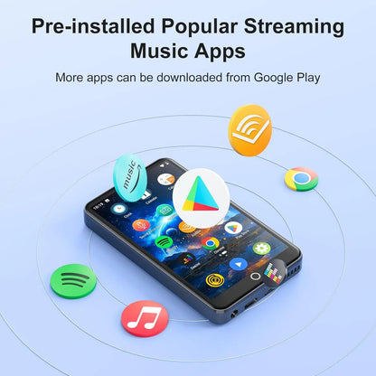 MP3 Player with Bluetooth and WiFi，4" Touch Screen Music Player Android 9.0 MTK 8 Core，MP4 Player with Spotify，Audible，Deezer，Am