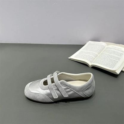 2026 Spring Autumn Women's Mary Janes | French Style Canvas Slip-on Flats | Wide Toe Box Velcro Soft Sole Casual Shoes