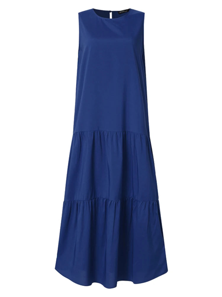 2025 ZANZEA Women Summer Dresses Stylish Sleeveless Ruffles Hem Sundress Casual A-line Holiday Beach Vestido Elegant Party Dress