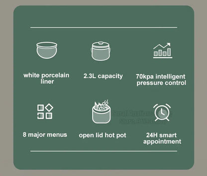 SUPOR 2.3L Electric Pressure Cooker Mini Rice Cooker Small Stainless Steel Electric Cooker High Quality Kitchen Appliances