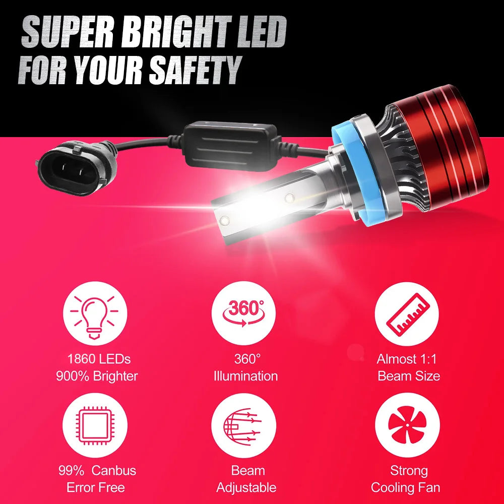 H11 LED Headlight Canbus 50000LM Light Bulbs With Fan Turbo Lamp 6500k Auto LED H7 H8 H9 9005/HB3 Light Fog Lamp Plug&Play