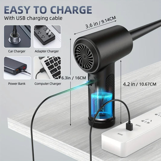 WirelessUSBRechargeable Air Duster - Powerful Compressed Air Blower，Applicable to Computers、Keyboard、Sofa and Car
