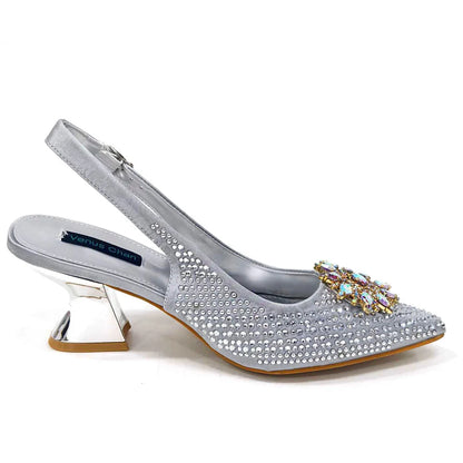 Venus Chan 2024 Summer New Design Specials Italian Women Shoes and Bag Set Fuchsia Color Comfortable High Heels With Rhinestone