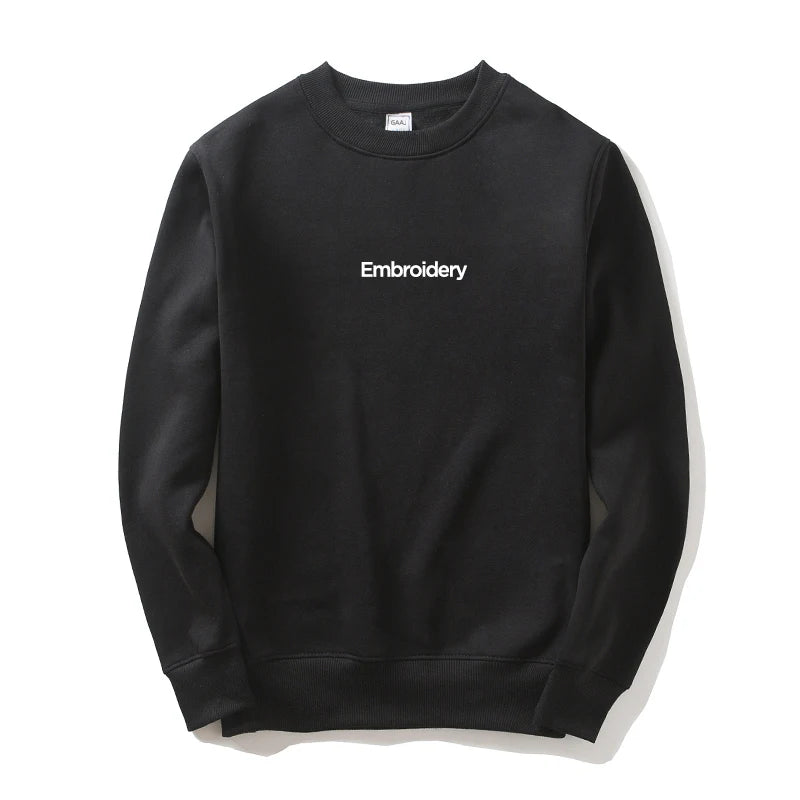 Custom Embroidery Cotton Sweatshirt Customized Brand Design Company Logo Text Men Women Thick Fleece Warm Quality Clothes 350gsm