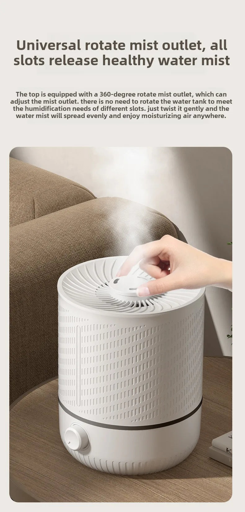 5L Large Capacity Air Humidifier Smart Humidifier with Rotating Mist Auto Shut-Off High Fequency Humidifier Ultra Quiet for Home