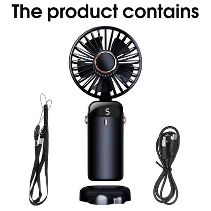 Handheld Mini Fan Foldable Portable USB Charging Neck Fan 1200mAh 5 Speed Settings  Suitable for Home and Outdoor Use