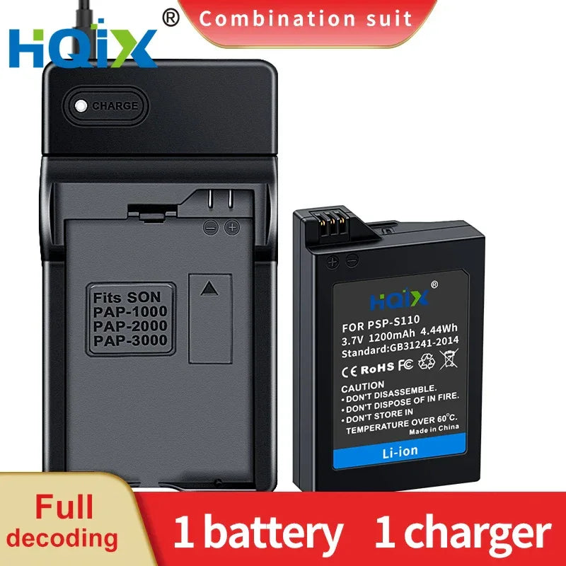 HQIX for Sony  PSP-2000 2001 2002 2003 2004 2005 2006 2007 2008 3000 3001 3002 3003 3004 Game Console PSP-S110 Charger Battery
