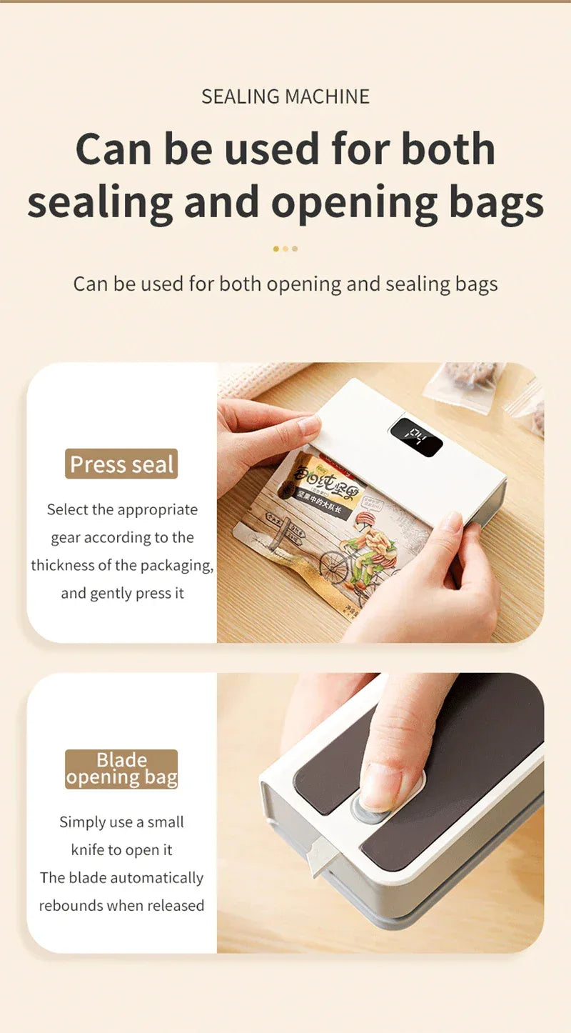 Plastic Bag Sealer Mini Heat Bag Sealing Machine Rechargeable Handheld Food Packaging Heat Sealer Thermal Bags Sealing Machine