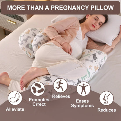 Pregnancy Pillow Maternity Pillow for Side Sleeping Soft Pregnancy Body Pillow Maternity Pillow w/ Detachable Adjustable Pillow