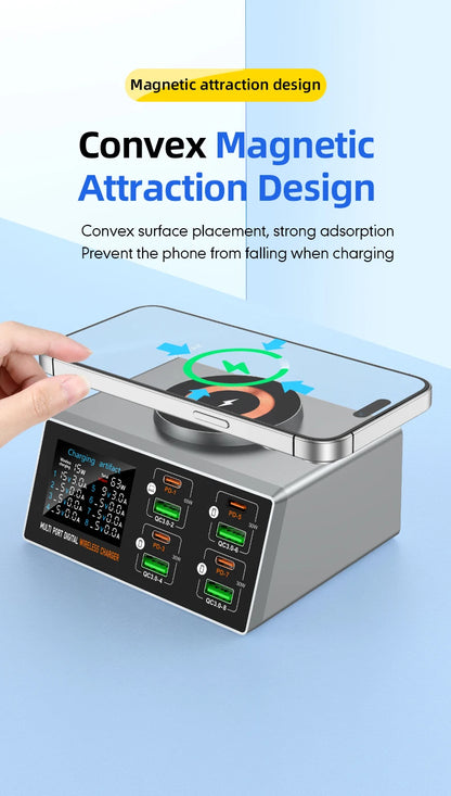 New 140W Multi-Function Charger Wireless Charger 8-Port PD+QC USB Type-C Quick Charger Home Travel Office Convenient