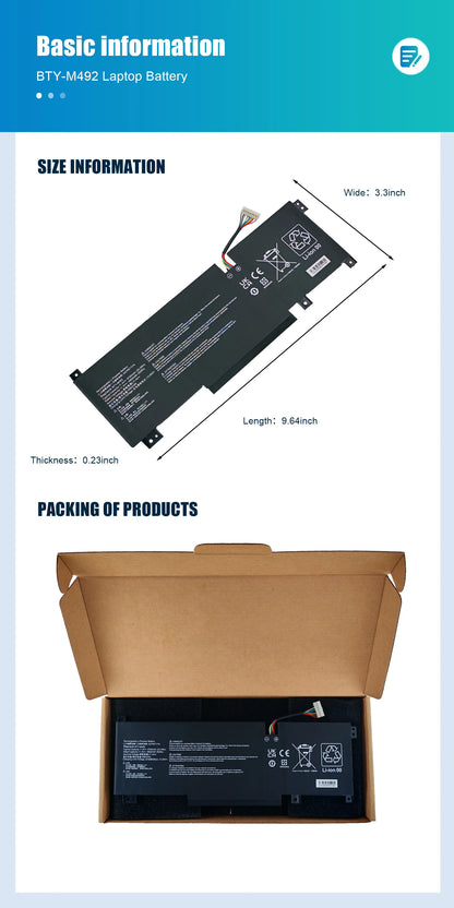 BTY-M492(white)  For Msi Bravo C7VF Stealth A13VF-021UK Sword 15 A13V A11UE A11UG Cyborg 15 A12VF CrosshAir 17 A11UCK A11UDK