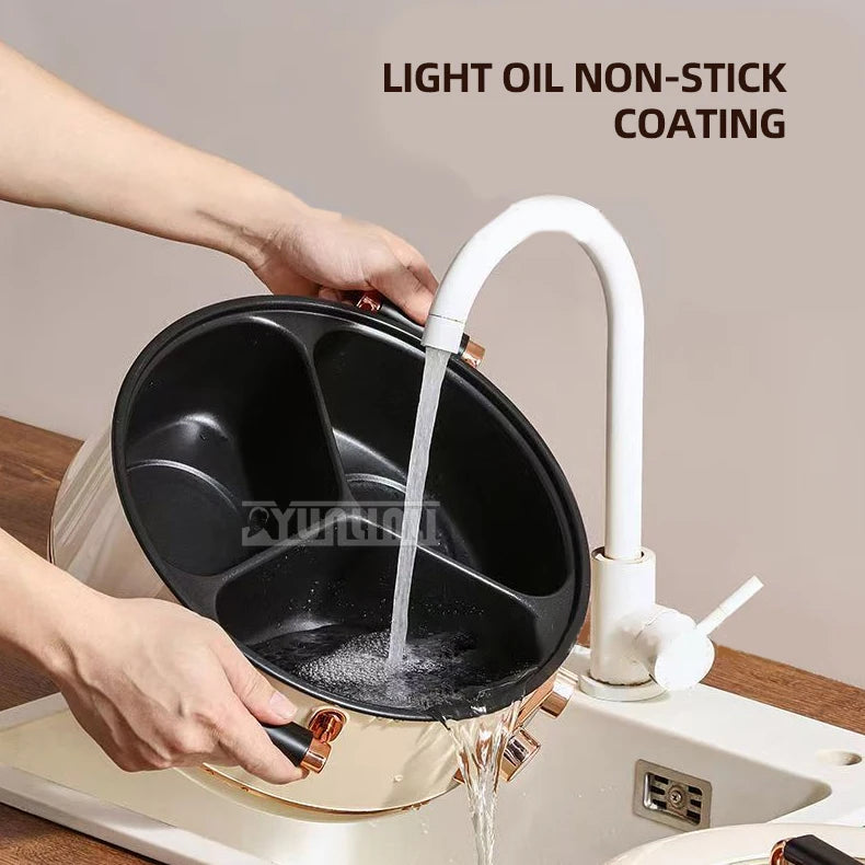 5L Electric Hot Pot High-power Cooking Electric with 3 Different Flavors Multi-functional Panela