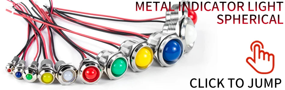 1pcs Alumina LED Warning Indicator Light Signal Lamp Pilot Wire 3-6 12-24 220V 6/8/10/12/16/19/22mm Power Waterproof IP65 Black